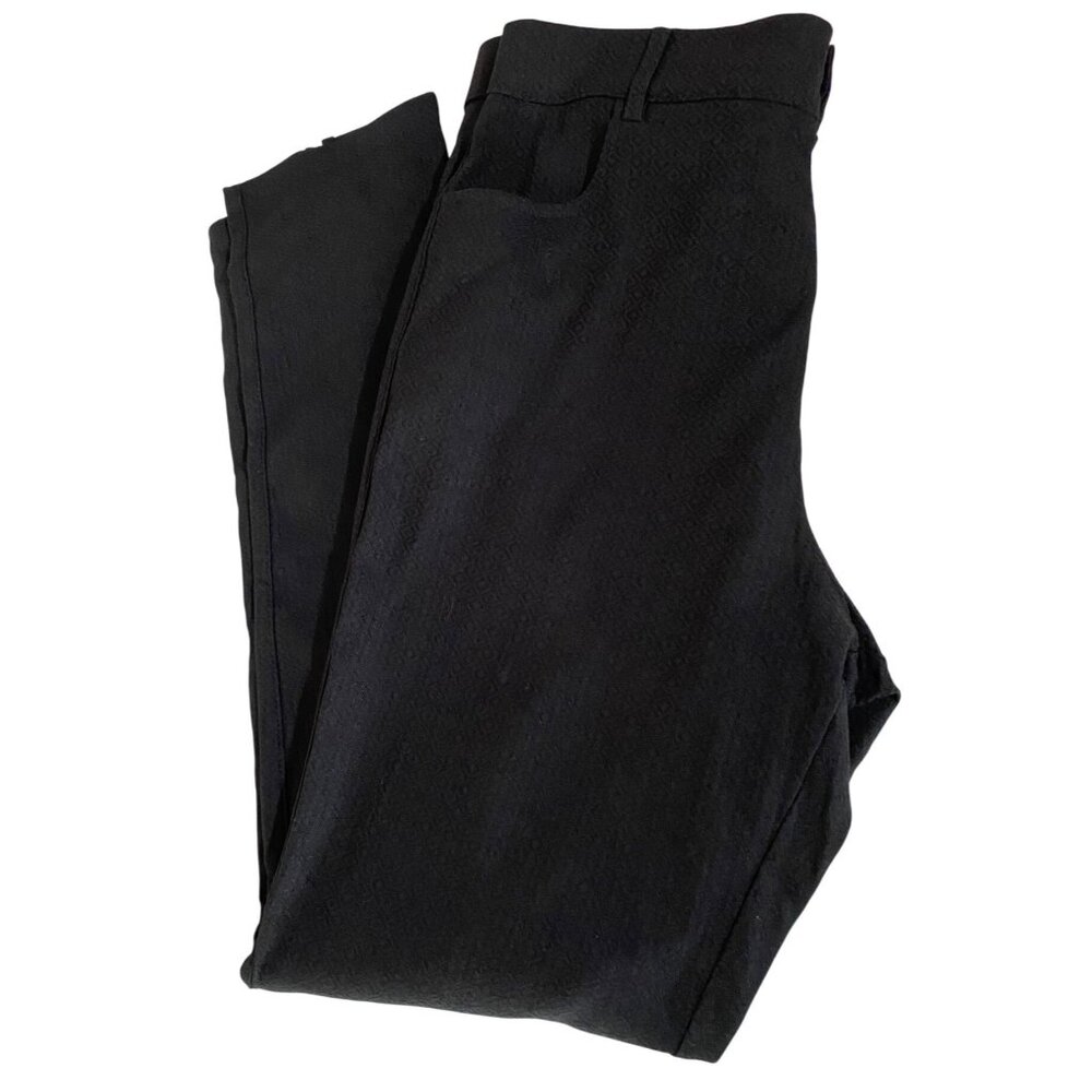 Mario Serrani Pull on Made in Italy Women's Black Slim Fit Pants MED Textured